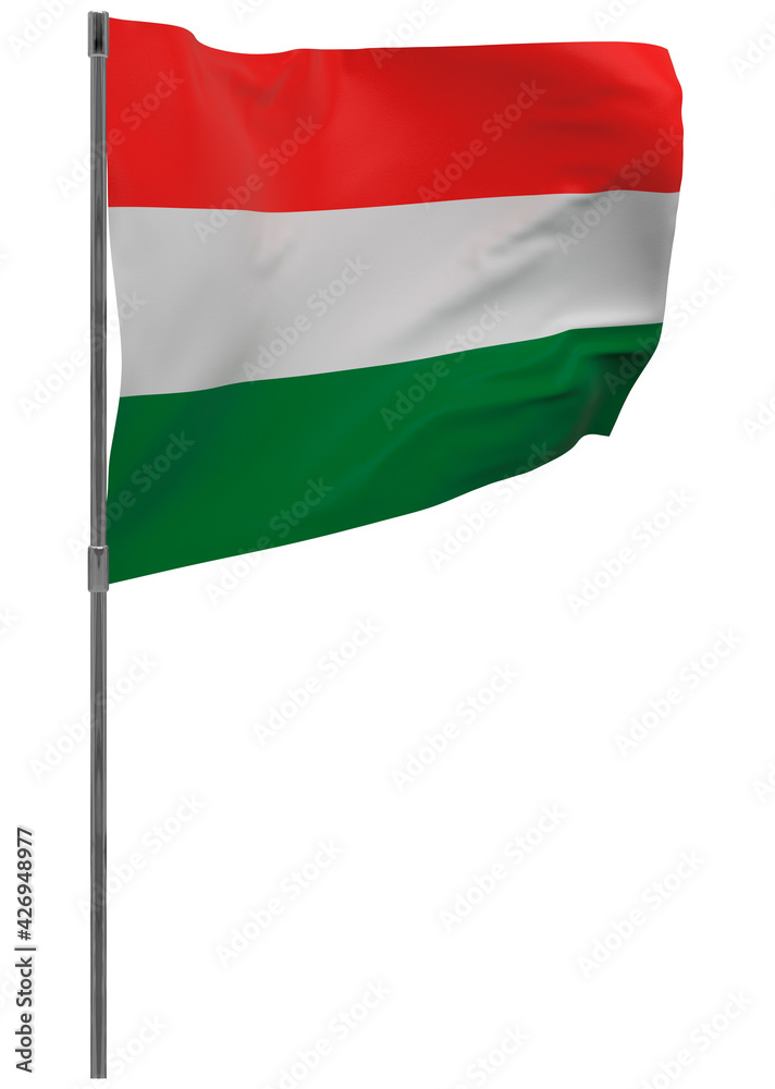 Hungary flag on pole isolated