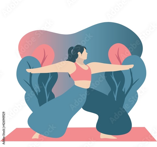 illustration vector of woman doing yoga, for meditation and relaxation. colorful vector, fitness and flexibility