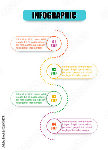 The creative concept combination of circle and rectangle design presents 4 steps. Presentation business infographic template with 4 options. Vector circle design template infographic for illustration.