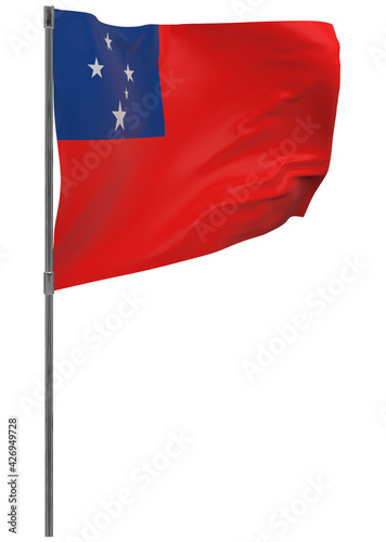Samoa flag on pole isolated
