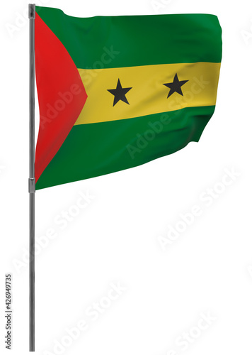 Free Download Sao Tome and Principe flag on pole isolated - GFXLoad