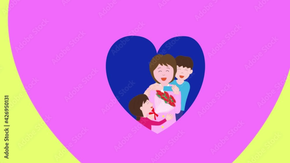 母の日の動画素材。子供から花束をプレゼントされて喜ぶ母親。 母の日の動画素材。子供から花束をプレゼントされて喜ぶ母親。
