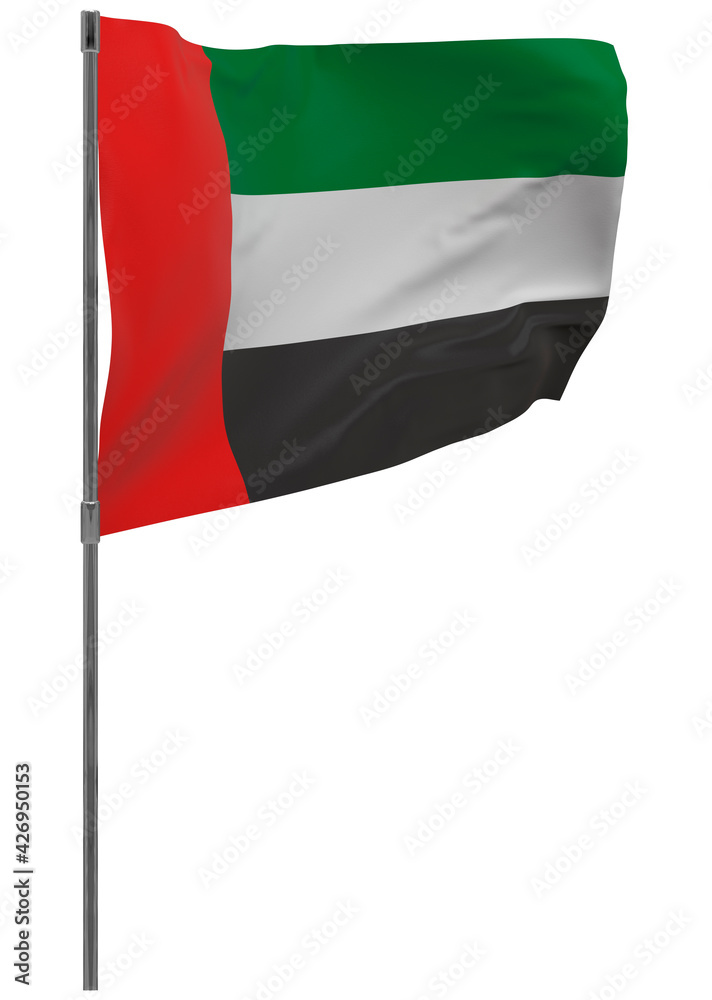 united arab emirates flag on pole isolated united arab emirates flag on pole isolated