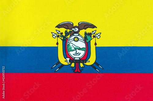 fabric of the national flag of Ecuador close-up