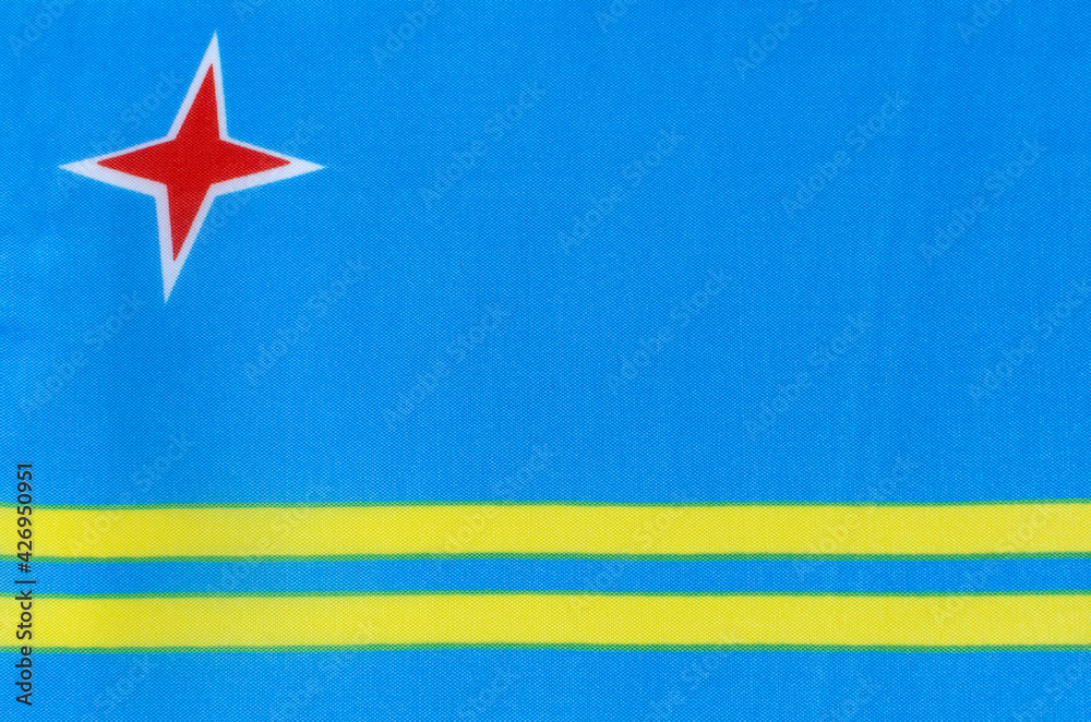 Aruba national flag fabric close-up Aruba national flag fabric close-up