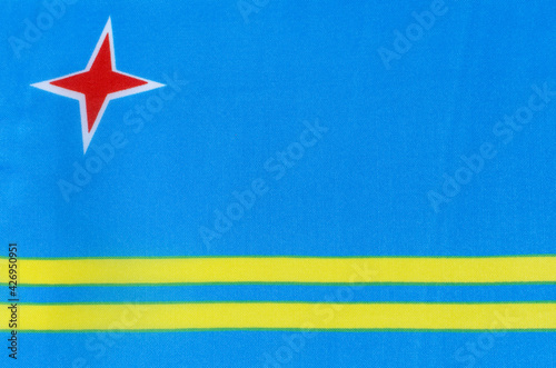 Aruba national flag fabric close-up photo