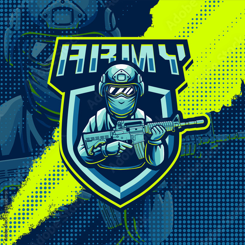 Army soldier mascot logo design illustration