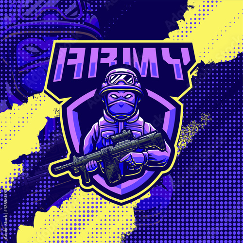 Army soldier mascot logo design illustration