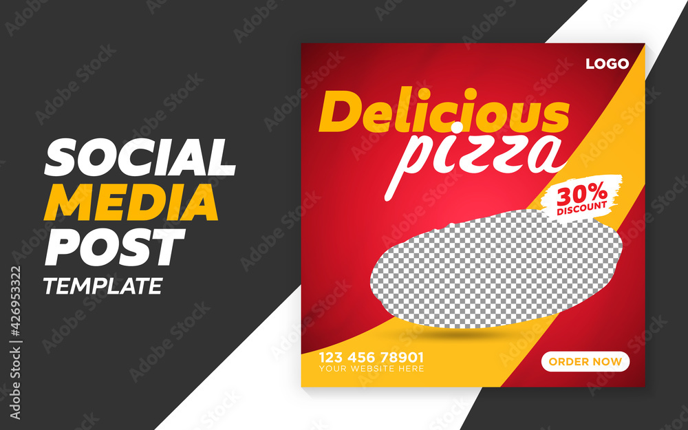 Obraz premium Delicious pizza food menu promotion social media post banner template