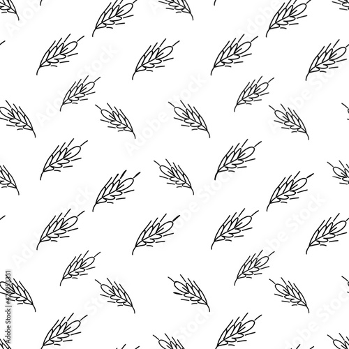 seamless pattern plant spikelets monochrome cheno white elegant print Cute design for wallpaper, fabric, textile, wrapping paper photo