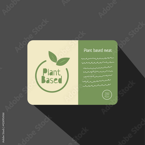 Plant based flat style hadn't drawn icon. Vegan food. Ecology friendly food. Logo in line style. Eco label 