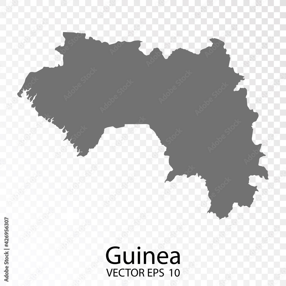  Transparent - High Detailed Grey Map of Guinea. Vector eps10. 