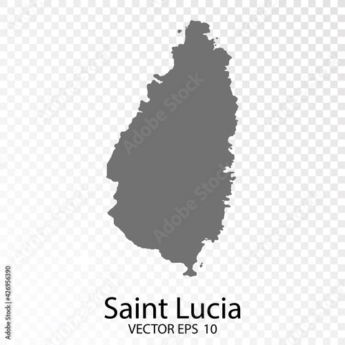 Transparent - High Detailed Grey Map of Saint Lucia. Vector Eps10.