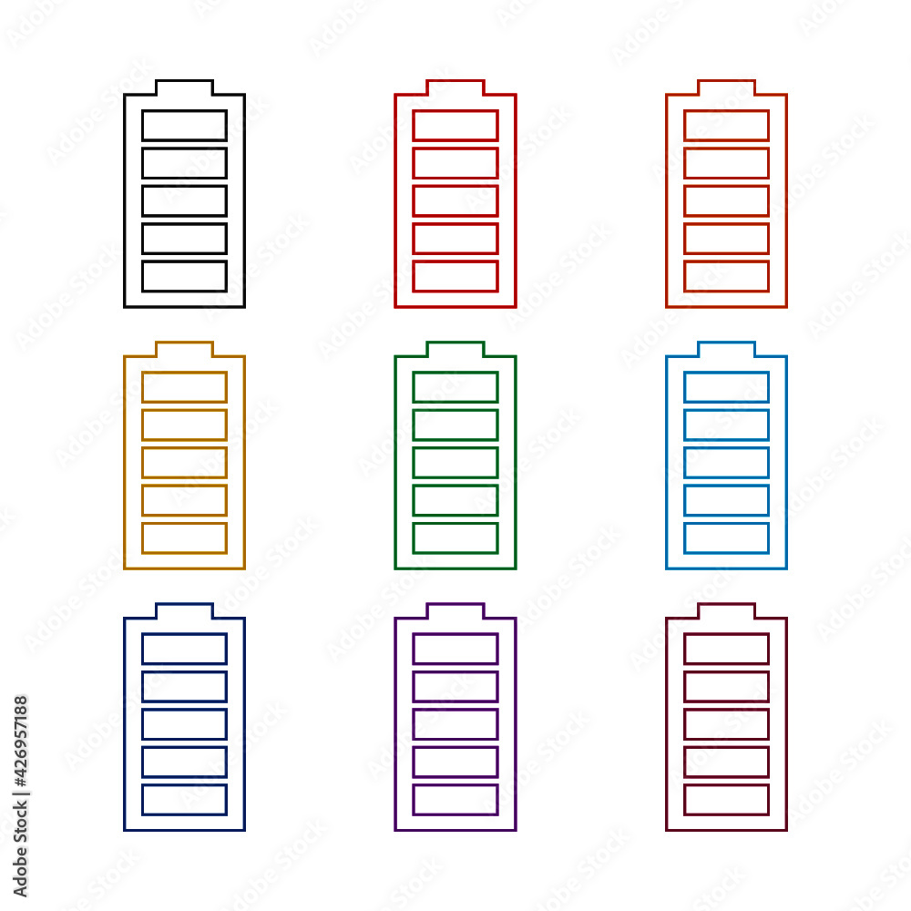  Battery icon isolated on white background