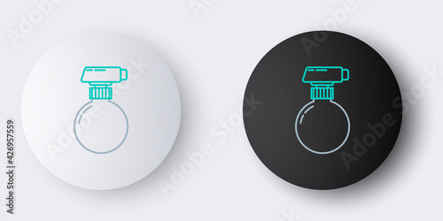 Line Cleaning spray bottle with detergent liquid icon isolated on grey background. Colorful outline concept. Vector