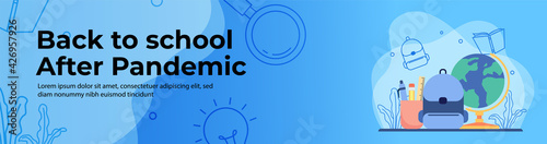 Education Web Banner Design. Back to school after pandemic concept. header or footer banner.