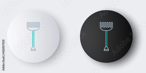 Line Garden rake icon isolated on grey background. Tool for horticulture, agriculture, farming. Ground cultivator. Housekeeping equipment. Colorful outline concept. Vector