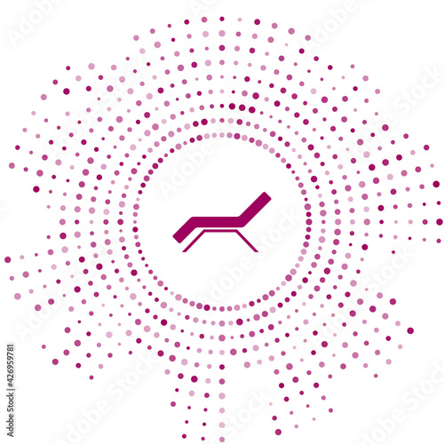 Purple Sunbed icon isolated on white background. Sun lounger. Abstract circle random dots. Vector