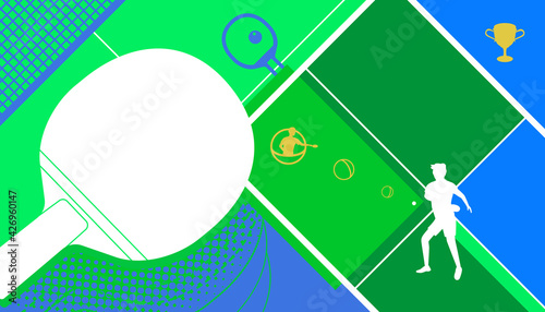 Vector illustration of ping pong player in action. Sport concept