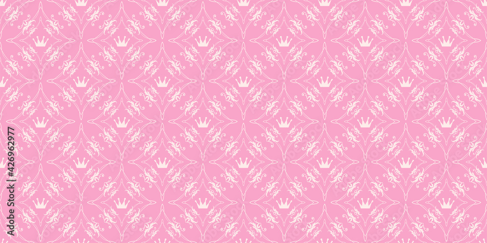 Background pattern with decorative ornaments on a pink background. Great for postcards, covers, wallpapers. Seamless pattern, texture for your design. Vector graphics Background pattern with decorative ornaments on a pink background. Great for postcards, covers, wallpapers. Seamless pattern, texture for your design. Vector graphics