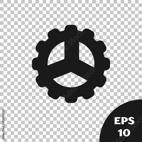 Black Bicycle sprocket crank icon isolated on transparent background. Vector