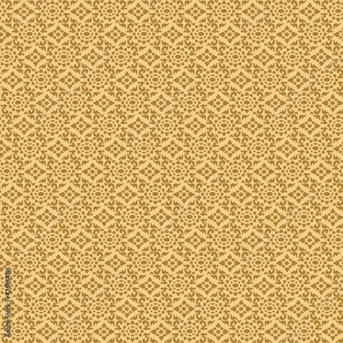 line Thai pattern gold background. vector