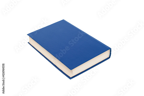 One book blue cover isolated on white background
