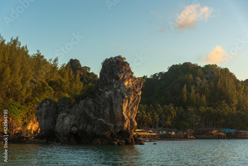 the lion rock on the bay in the evening view