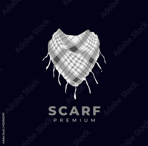 Head Neck Scarf army military tactical desert arab, isolated on dark background, usable for business or t shirt print design template, vector illustration