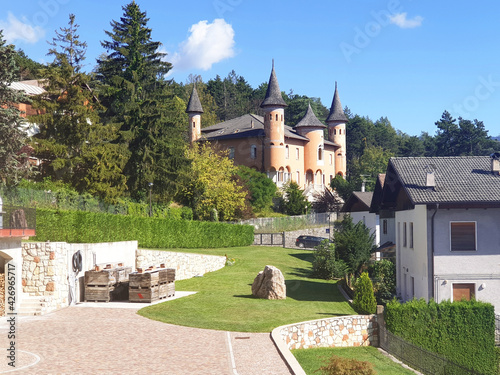 Picturesque view of the palace in Trentino, in the mountainous region of Italy. photo