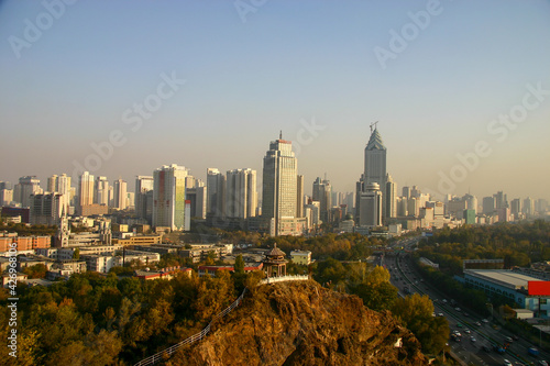 Urumqi skyline from Hong Shan park in Xinjiang, China