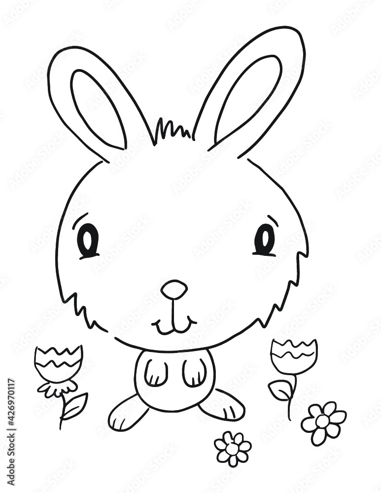 Obraz premium Bunny Rabbit Coloring Book Page Vector Illustration Art
