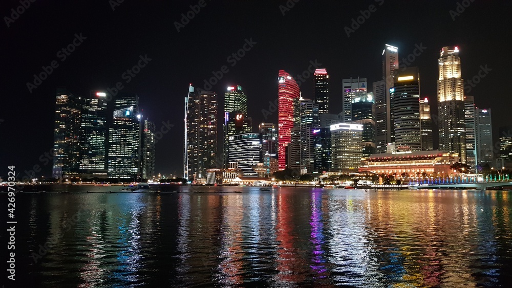 Singapore night scene by the river