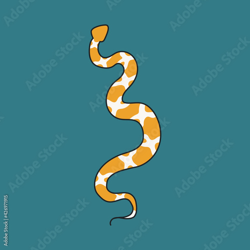 Hand drawn abstract snake in modern, trendy colors, taro cards and boho concept, minimalism art.