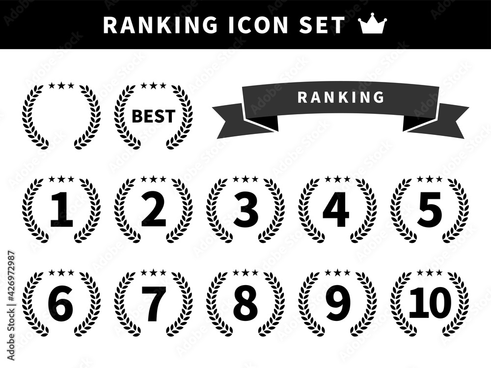 ランキング 表彰 売れ筋 月桂樹 アイコン イラスト セット シルエット Stock Vector Adobe Stock