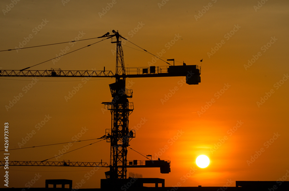 Sunset over Construction field