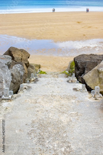 Path to the beach with blue ocean
