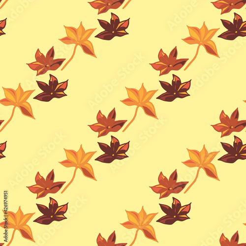 anise stars pattern diagonal brown yellow