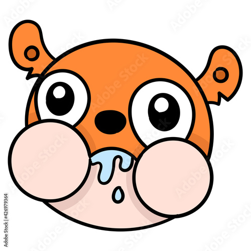 Fotografie, Obraz greedy chubby weasel head. doodle icon drawing