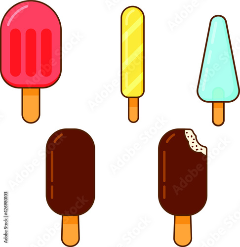 Set Ice cream stick Sweet refreshing delicious frozen dessert