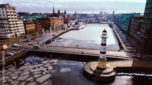 Foto Malmö Lighthouse in Winter in Skåne, Sweden