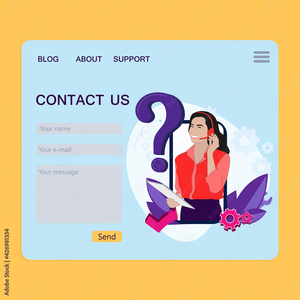 Contact page for feedback, website page, customer claim interface Contact page for feedback, website page, customer claim interface