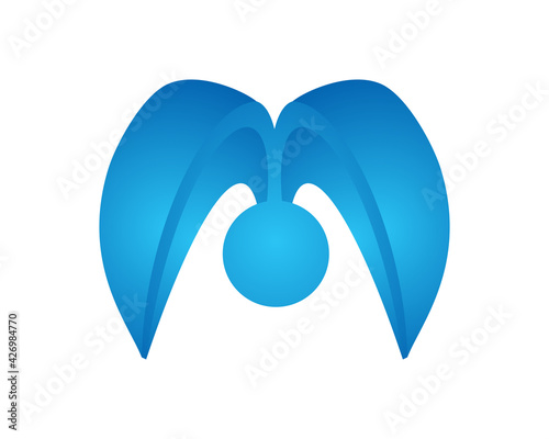 m letter 3d technology logo template