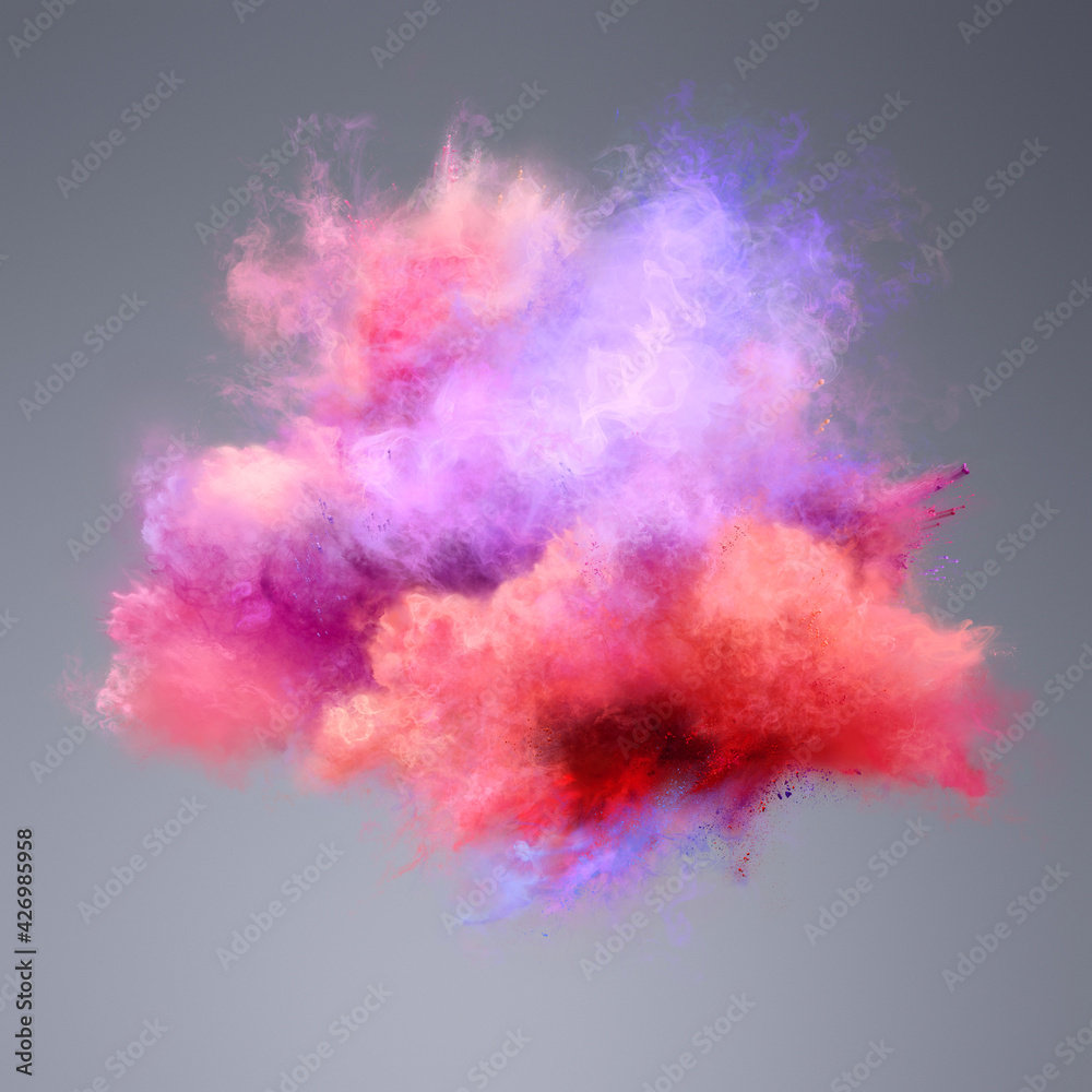 Color explosion of powder