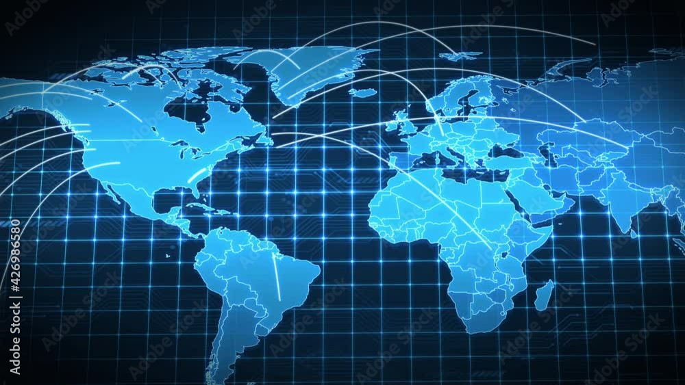 Abstract USA Map Business Export Lines. Futuristic Blue World Map Background Abstract USA Map Business Export Lines. Futuristic Blue World Map Background