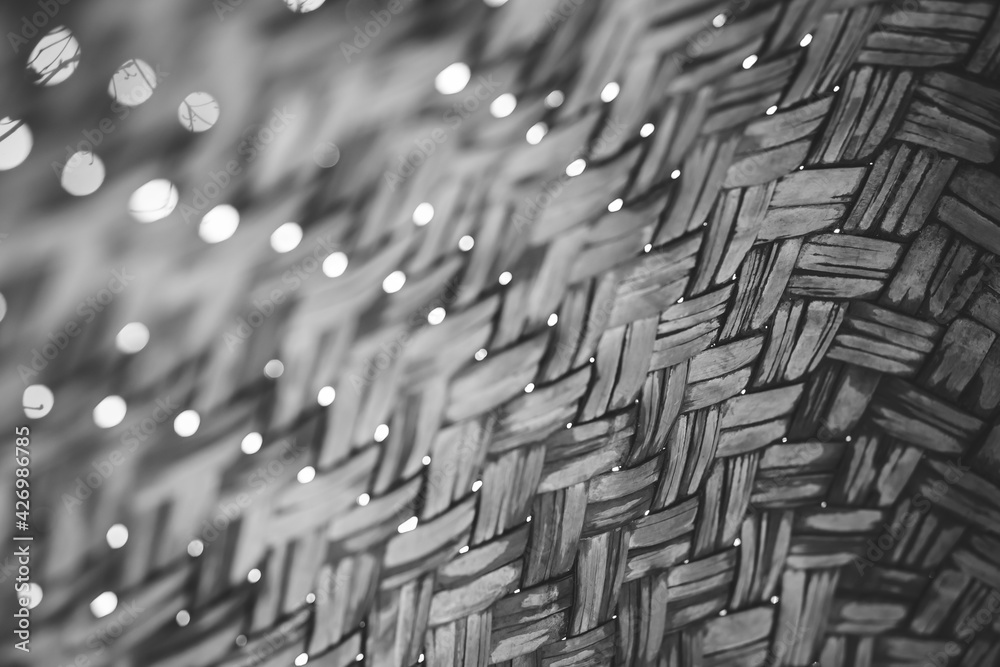 Close-up Texture, bamboo weave, Selective focus, beautiful black, and white image. Close-up Texture, bamboo weave, Selective focus, beautiful black, and white image.