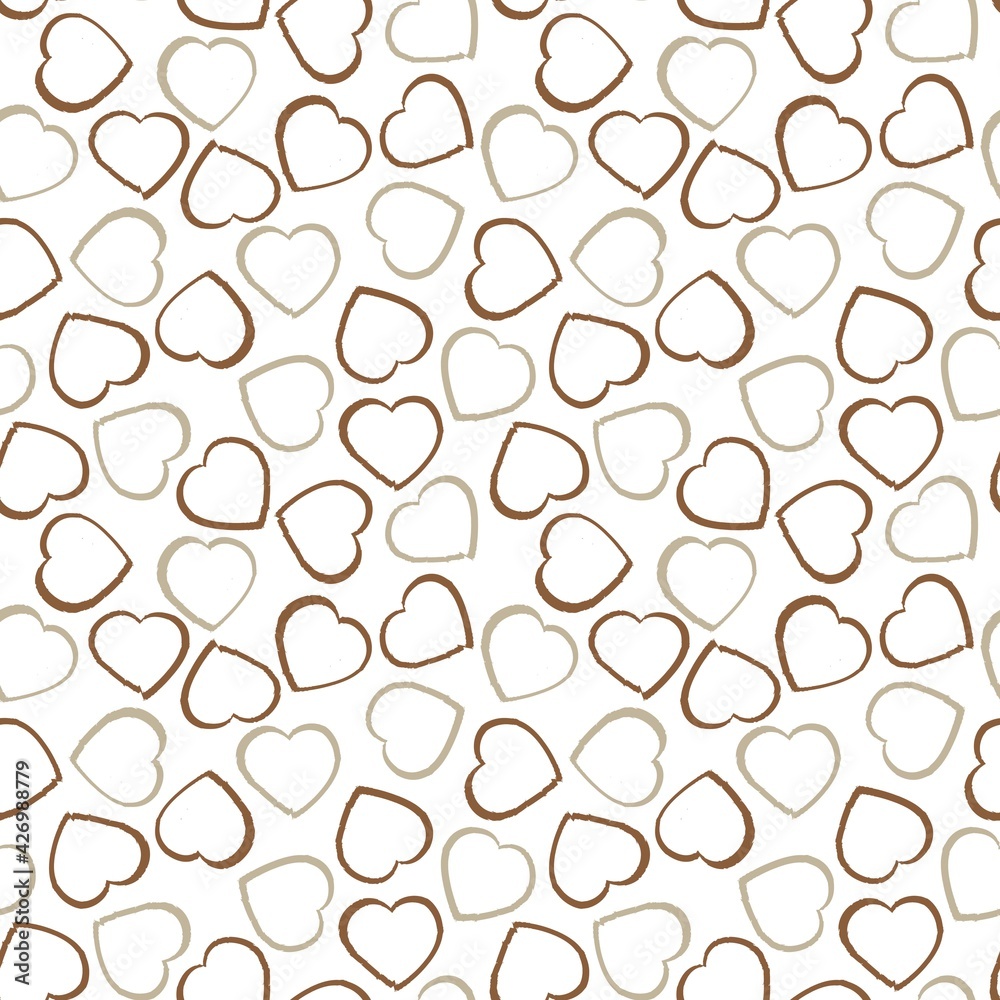 Brown Heart shaped brush stroke seamless pattern background Brown Heart shaped brush stroke seamless pattern background