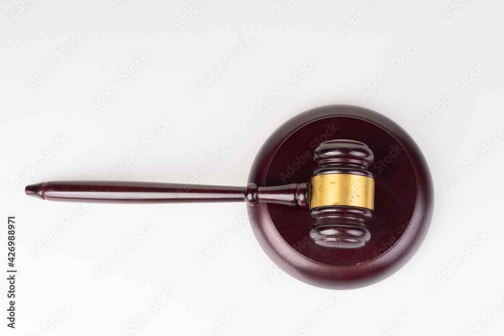 Wooden gavel hammer with white background Wooden gavel hammer with white background