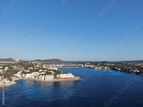 seacoast of mallorca with beaturiful view of the sea with crystalclear water. Sea view of turquoise colour. Concept of summer, travel, relax and enjoy 