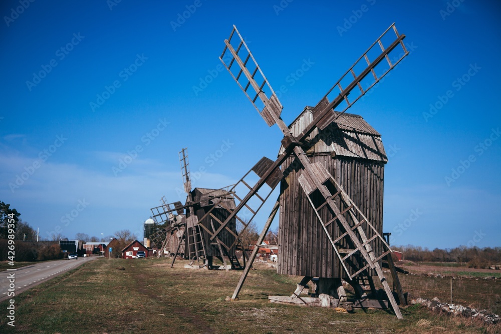 Windmills at Lerkaka on the Swedish island of Öland
